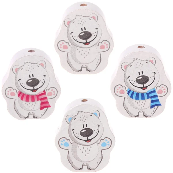 Perle à motif Ours Polaire — Kiki-Ena Matériel artisanal Bois naturel