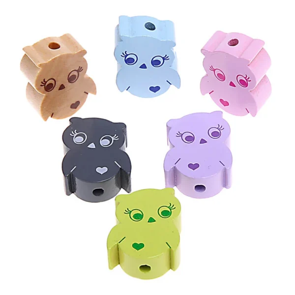 Perle motif Hibou Déstockage 10 pièces — Kiki-Ena Matériel de bricolage Bois naturel