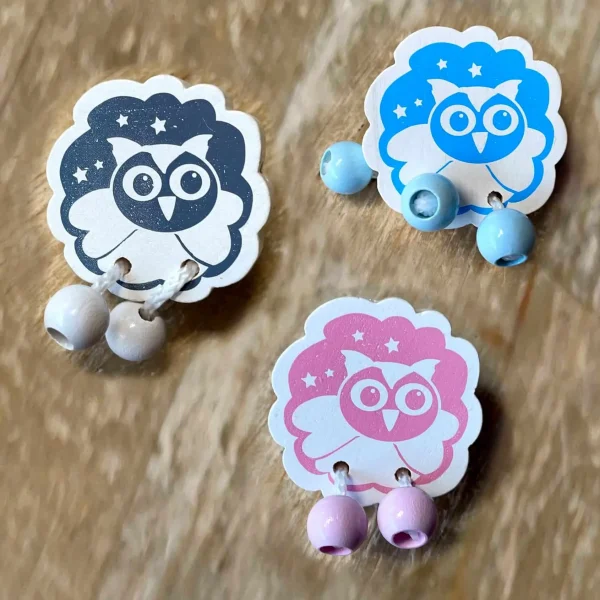 Perle motif Figurine à enfiler Hibou — Kiki-Ena Matériel de bricolage Bois naturel