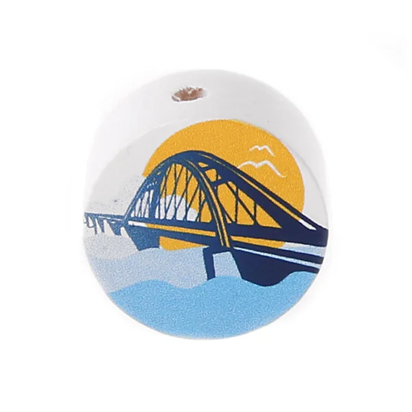 Perle à motif Fehmarnsundbrücke — Kiki-Ena Matériel artisanal Bois naturel