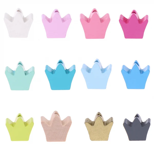 Perle motif couronne fraisée — Kiki-Ena Matériel de bricolage bois naturel