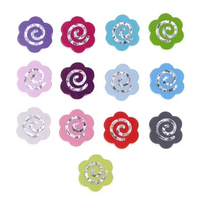 Perle motif Petite fleur paillettes Spirale — Kiki-Ena Matériel de bricolage Bois naturel