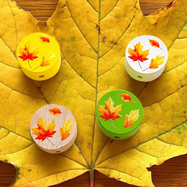 Perle motif feuilles d'automne — Kiki-Ena Bastelmaterial Naturholz