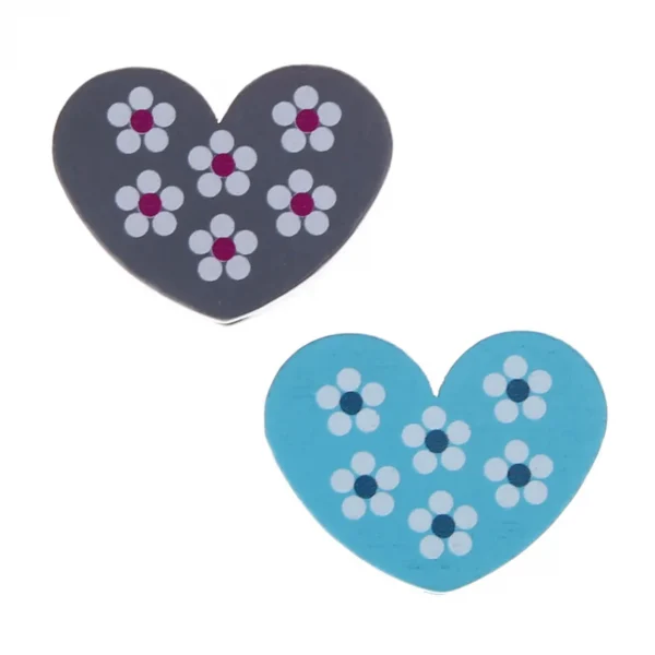 Perle motif cœur avec petites fleurs — Kiki-Ena Matériel de bricolage bois naturel