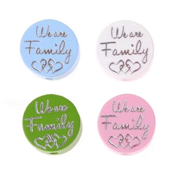 Perle motif/Perle bois "We Are Family" — Kiki-Ena Matériel de bricolage Bois naturel