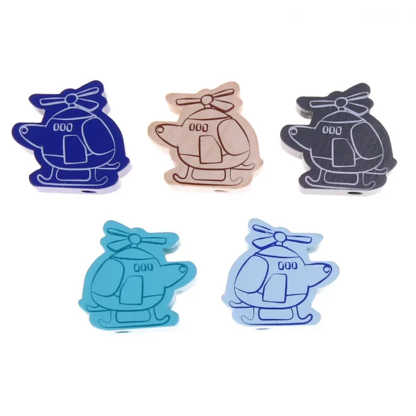 Perle motif Hélicoptère - SOLDES — Kiki-Ena Fournitures créatives Bois naturel