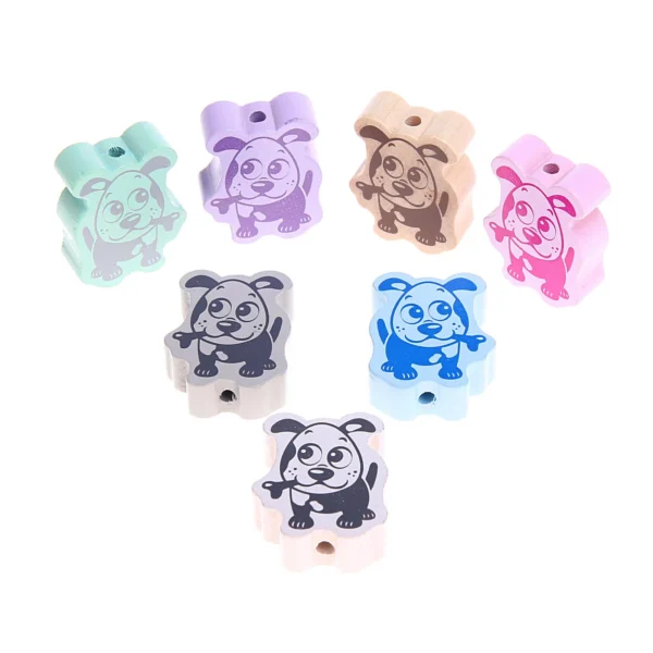 Perle à motif Chien — Kiki-Ena Matériel de bricolage Bois naturel