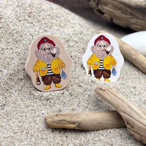 Perle à motif Klabautermann — Kiki-Ena Loisirs créatifs Bois naturel