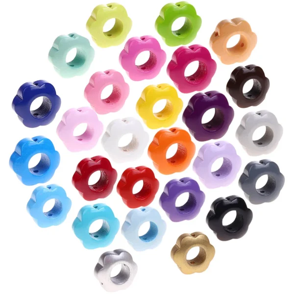 Perle motif Fleur ajourée — Kiki-Ena Matériel créatif Bois naturel
