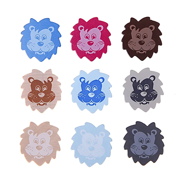 Perle motif Lion • Perçage horizontal — Kiki-Ena Matériel créatif Bois naturel