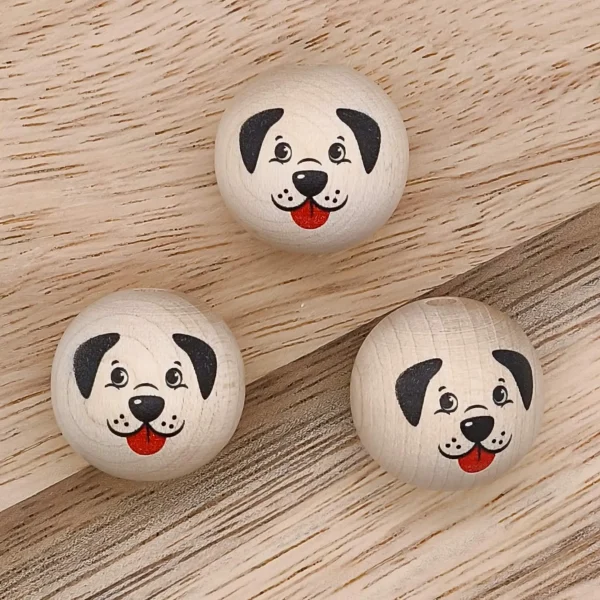 Perle motif avec Visage "Chien" — Kiki-Ena Matériel de loisirs créatifs Bois naturel