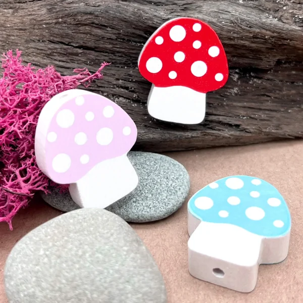 Perle motif Champignon — Kiki-Ena Matériel de bricolage Bois naturel