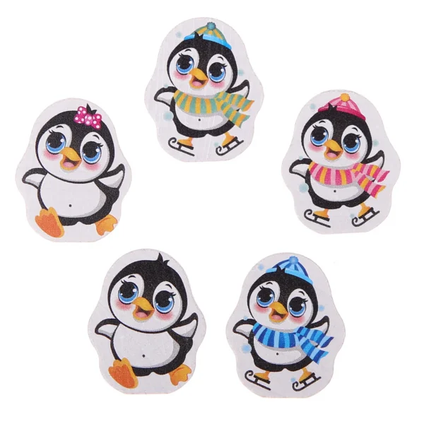 Perle à motif Pingouin — Kiki-Ena Matériel artisanal Bois naturel