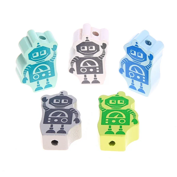 Perle motif Robot — Kiki-Ena Matériel de bricolage Bois naturel