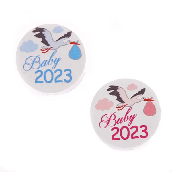 Perle motif Disque Bébé 2023 — Kiki-Ena Matériel de bricolage Bois naturel