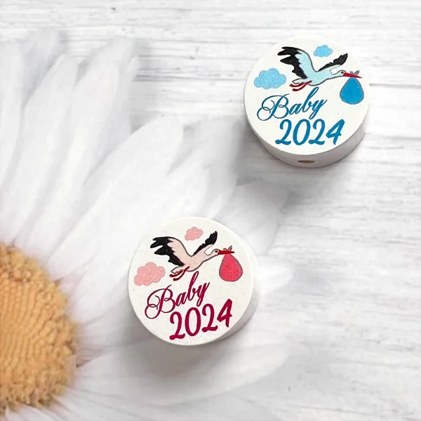 Perle motif disque Bébé 2024 — Kiki-Ena Matériel de loisirs créatifs Bois naturel