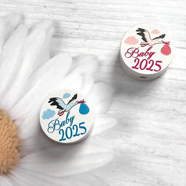 Perle motif disque Bébé 2025 — Kiki-Ena Matériel de loisirs créatifs Bois naturel