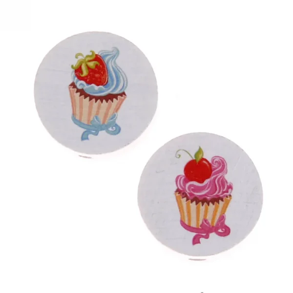 Perle motif Disque Cupcake — Kiki-Ena Matériel de bricolage Bois naturel