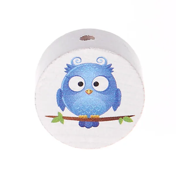 Perle motif Disque Hibou — Kiki-Ena Matériel de bricolage Bois naturel