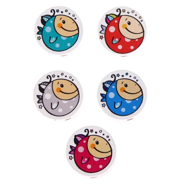 Perle motif Disque Poisson petit — Kiki-Ena Matériel de bricolage Bois naturel