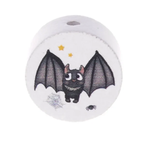 Perle rondelle motif chauve-souris — Kiki-Ena Matériel de bricolage bois naturel