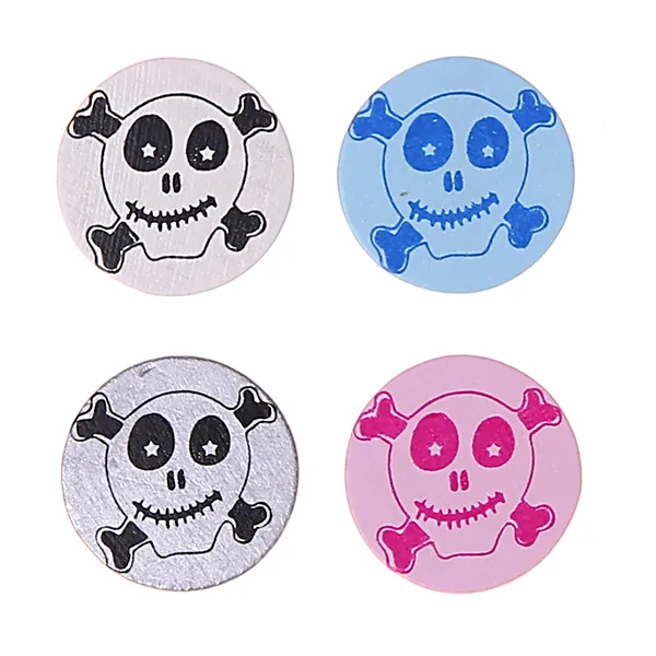 Perle motif Disque Happy Skull — Kiki-Ena Matériel de bricolage Bois naturel