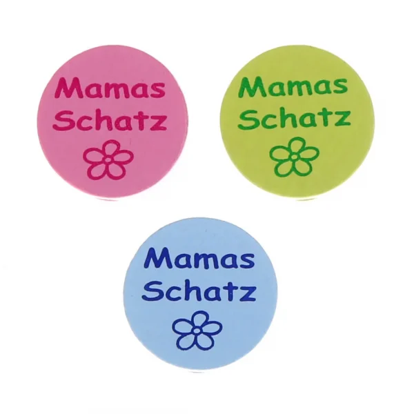 Perle motif Disque Le trésor de maman — Kiki-Ena Matériel créatif Bois naturel