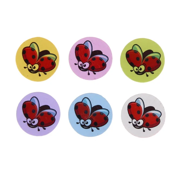 Perle motif Disque Coccinelle — Kiki-Ena Matériel créatif Bois naturel
