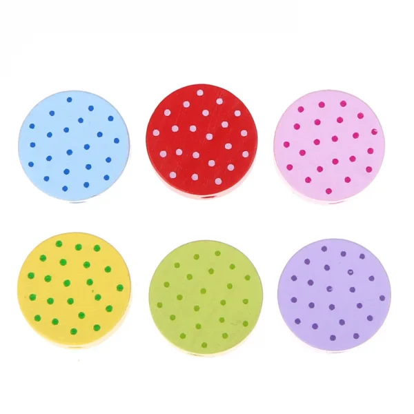 Perle à motif Disque à Pois — Kiki-Ena Matériel artisanal Bois naturel