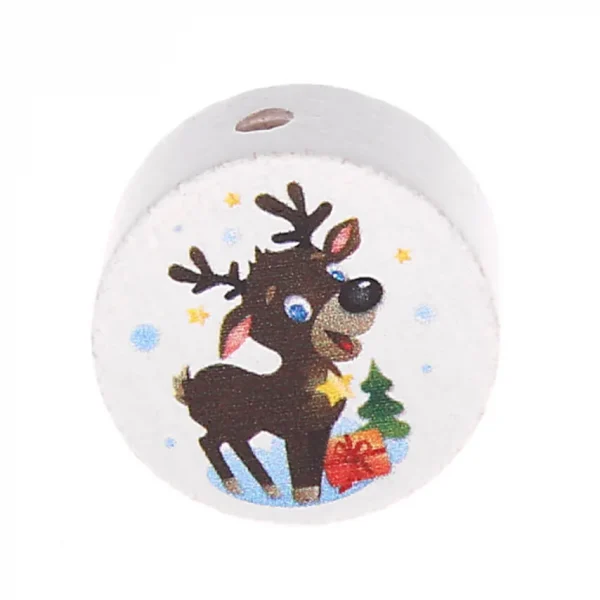 Perle à motif Disque Renne — Kiki-Ena Matériel artisanal Bois naturel