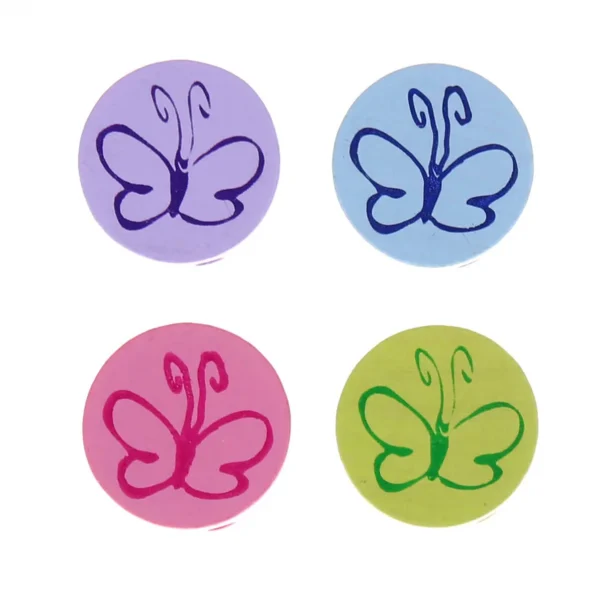Perle à motif Disque Papillon — Kiki-Ena Matériel de bricolage Bois naturel