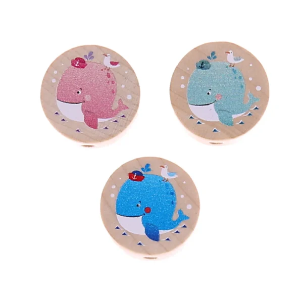 Perle motif Disque Baleine — Kiki-Ena Matériel créatif Bois naturel
