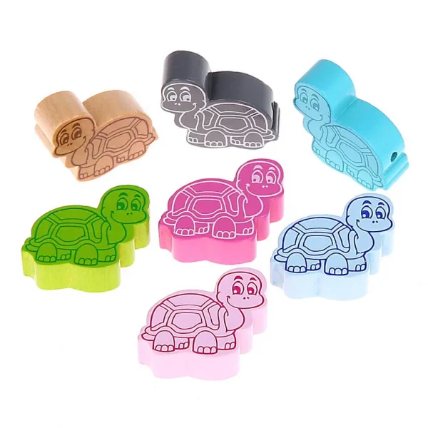 Perle motif Tortue • 10 pièces — Kiki-Ena Fournitures créatives Bois naturel