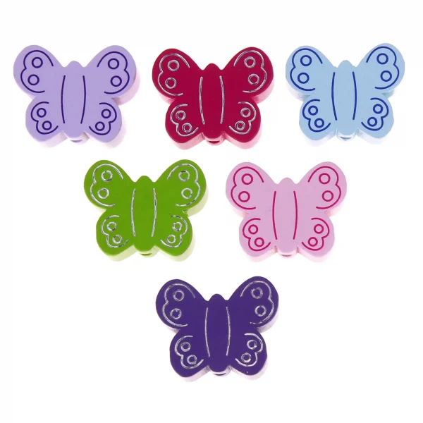 Perle à motif Papillon II — Kiki-Ena Matériel de bricolage Bois naturel