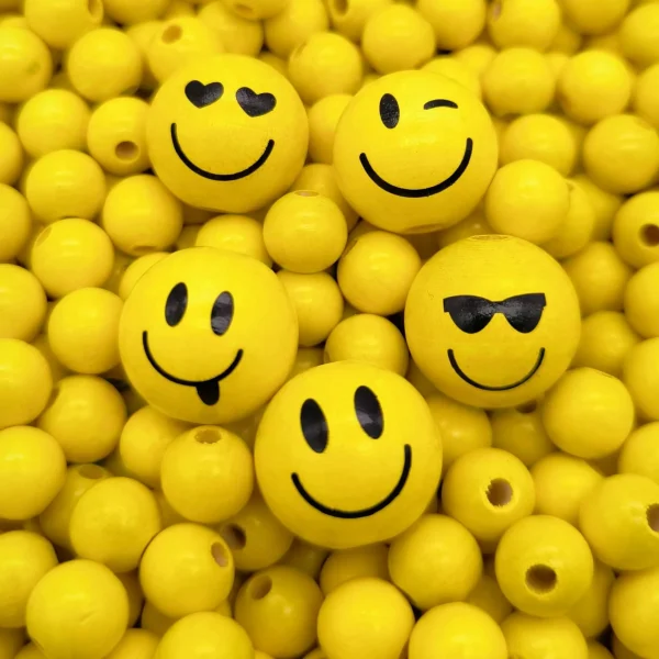 Perle motif Smiley — Kiki-Ena Matériel créatif Bois naturel