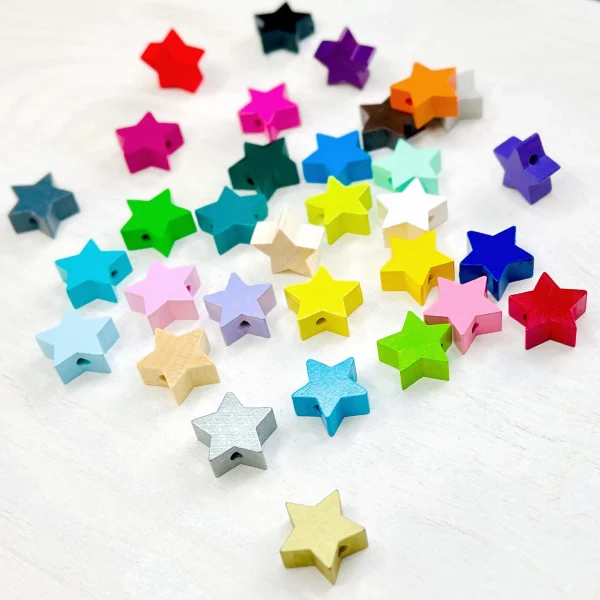 Perle motif Étoile Mini — Kiki-Ena Matériel créatif Bois naturel
