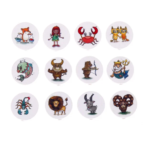 Perle à motif Signe du Zodiaque — Kiki-Ena Matériel artisanal Bois naturel