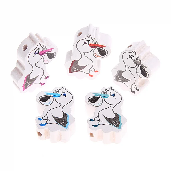 Perle motif Cigogne — Kiki-Ena Matériel créatif Bois naturel