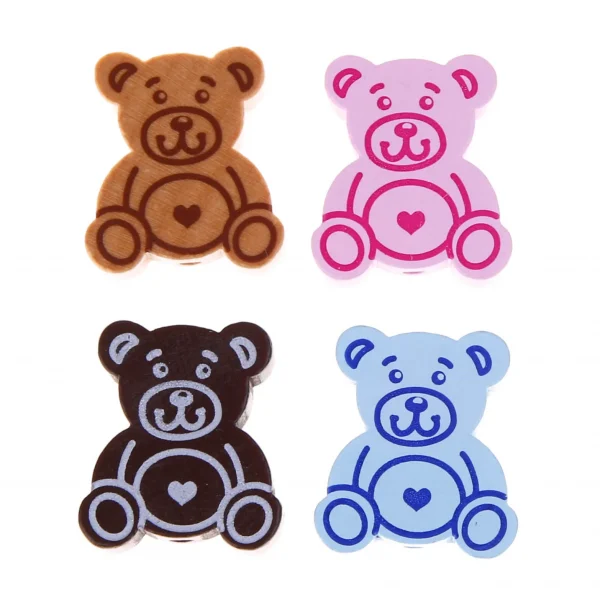 Perle motif Teddy — Kiki-Ena Matériel créatif Bois naturel