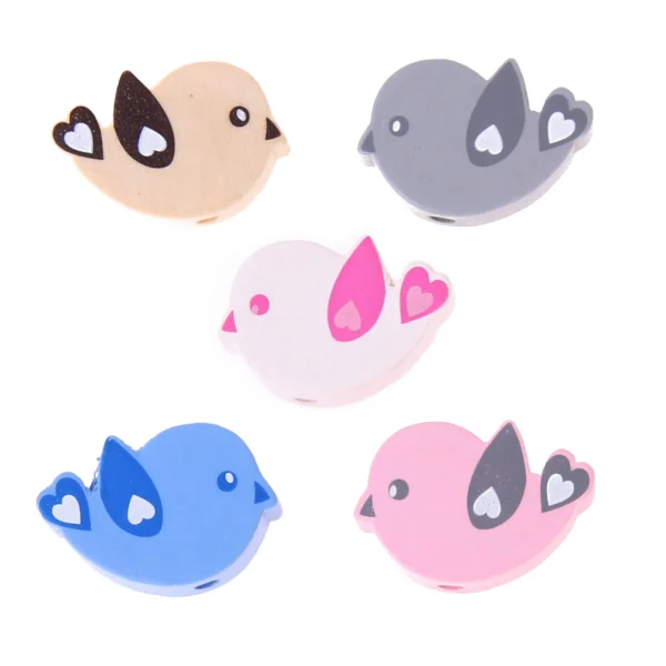 Perle à motif Oiseau — Kiki-Ena Matériel de bricolage Bois naturel