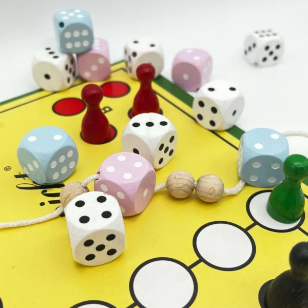 Perle motif Dé — Kiki-Ena Fournitures créatives Bois naturel