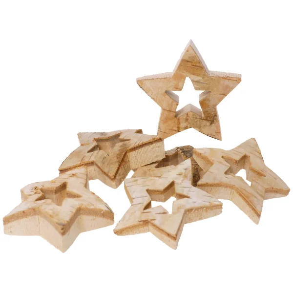 Rondelles de bois naturel Étoile contour assortiment de 6 — Eduplay jouets pédagogiques maternelle