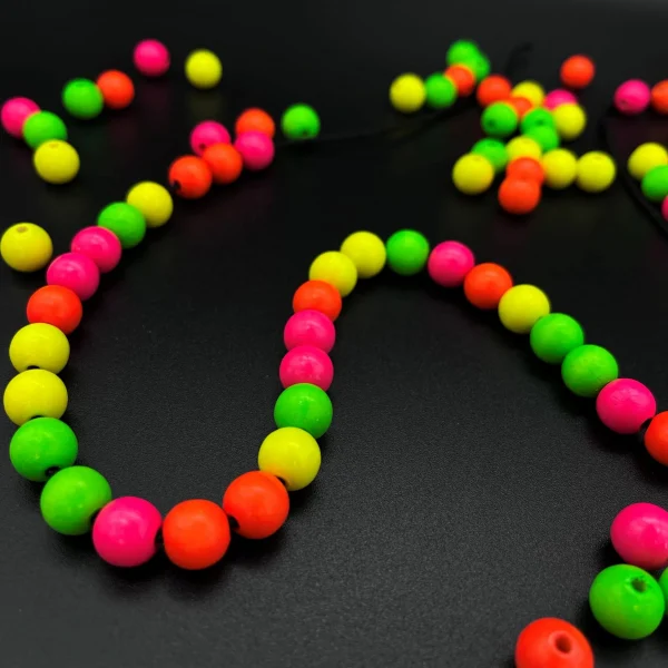Perles néon 10mm • 50 pièces — Kiki-Ena Matériel créatif Bois naturel
