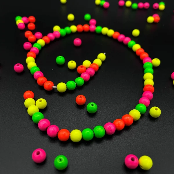 Perles Néon 8 mm • 50 pièces — Kiki-Ena Matériel créatif Bois naturel