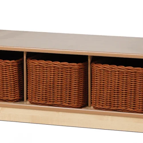 Banc de rangement bas avec 3 paniers — Millhouse Jouets Éducatifs Scolaires
