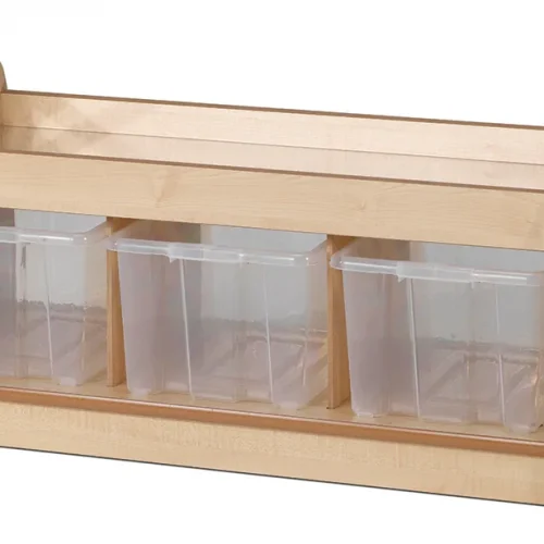 Unité de jeu basse avec miroir et 3 bacs transparents — Millhouse Jeux Éducatifs École