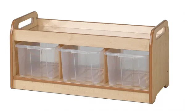 Unité de jeu basse avec miroir et 3 bacs transparents — Millhouse Jeux Éducatifs École