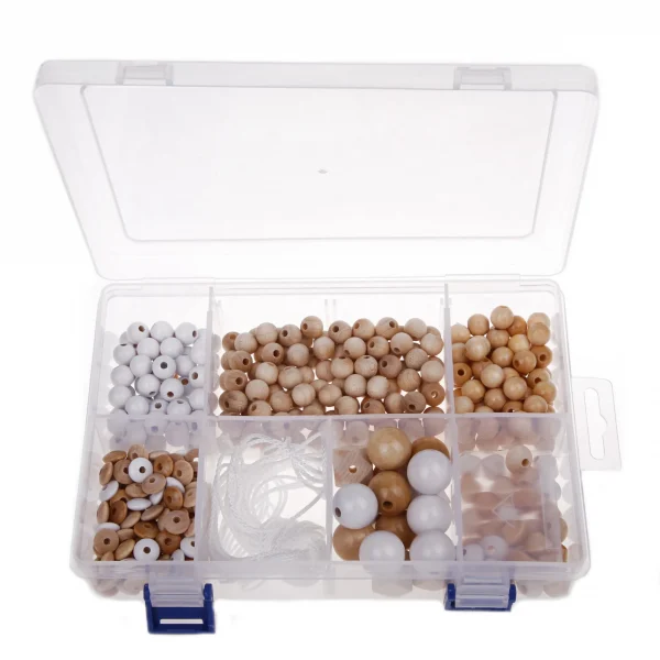 Boîte de perles Tons naturel-blanc — Kiki-Ena Matériel de bricolage Bois naturel