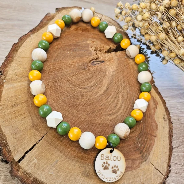 Collier de chien personnalisé « Olive » avec médaille kit à créer — Kiki-Ena création loisirs bois naturel