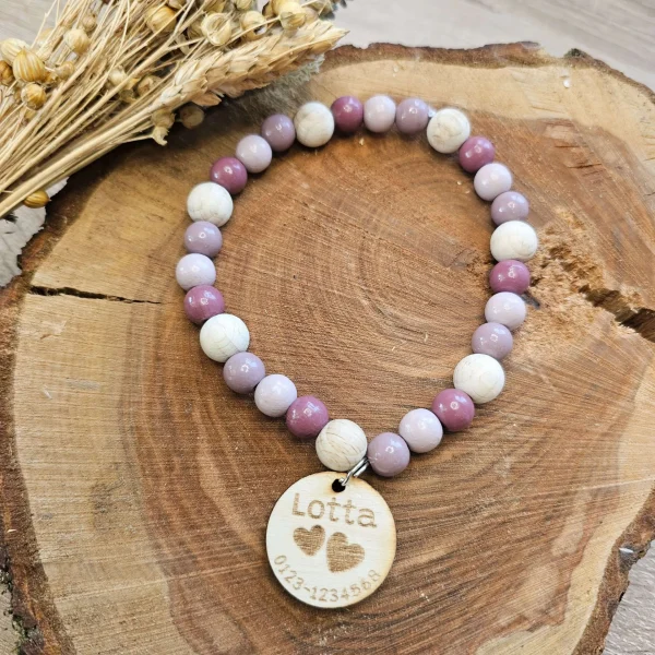 Collier de chien personnalisé « Rosé » avec médaille kit à créer — Kiki-Ena création loisirs bois naturel